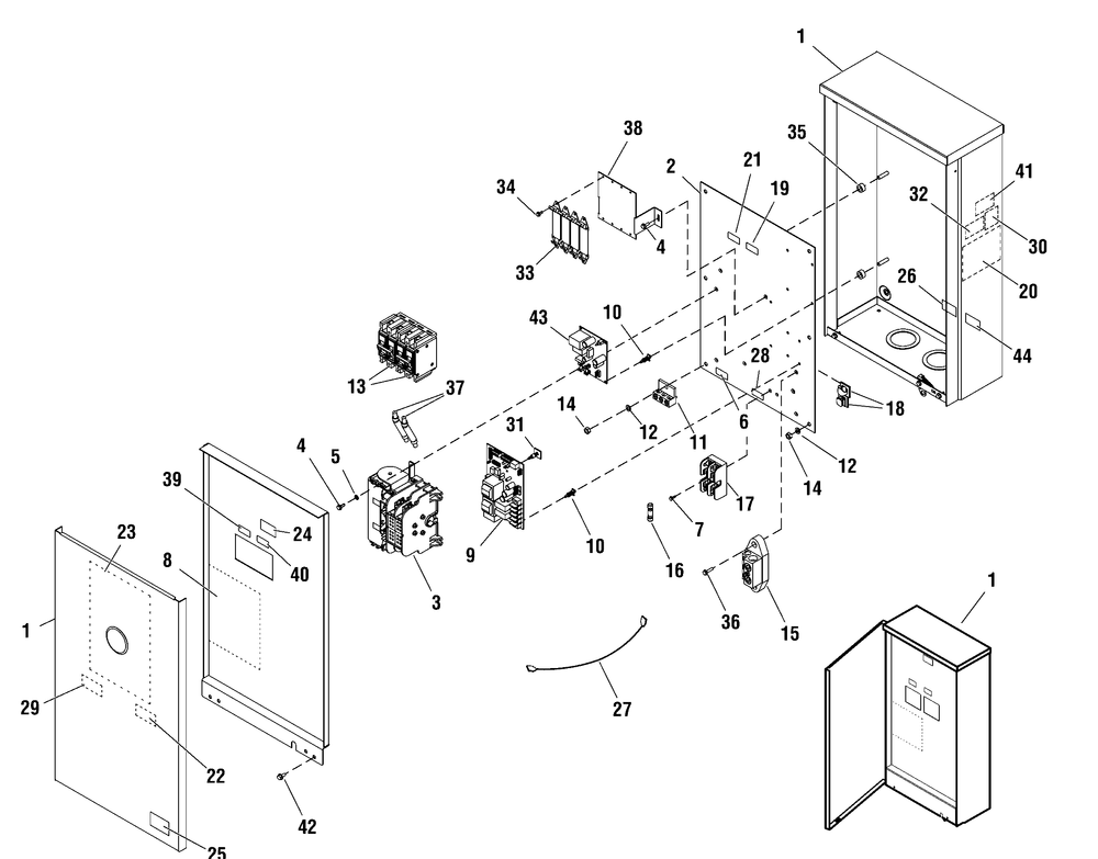 Transfer Switch - Hinged Enclosure Diagram and Parts List for 071048-00  Briggs and Stratton Generator
